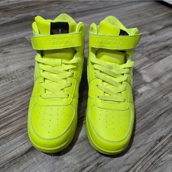 Troop Kid's Crown Mid Sneakers Grade-School Neon Green/ Yellow Sz 5 - Picture 2 of 10